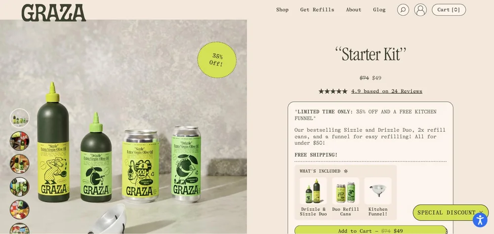 Super Gift Set product page, main domain