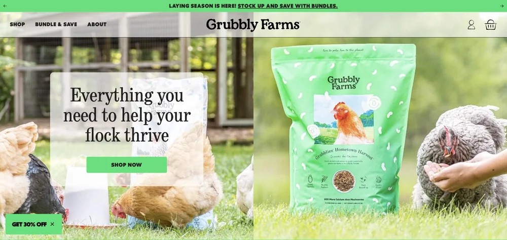 Grubbly Farms landing page