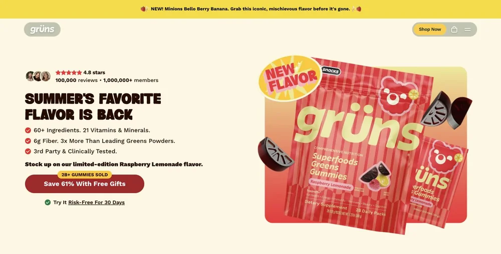Grüns landing page