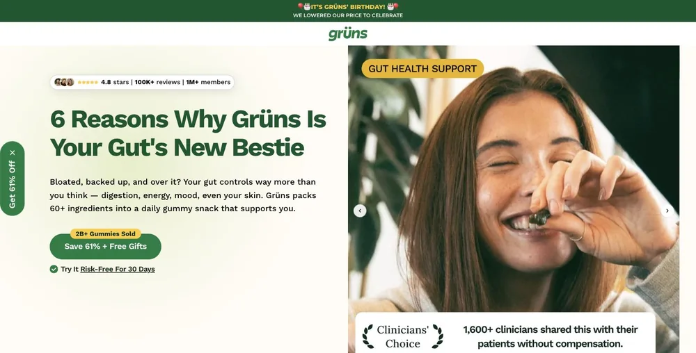 Grüns landing page