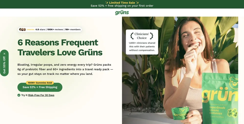 Grüns landing page
