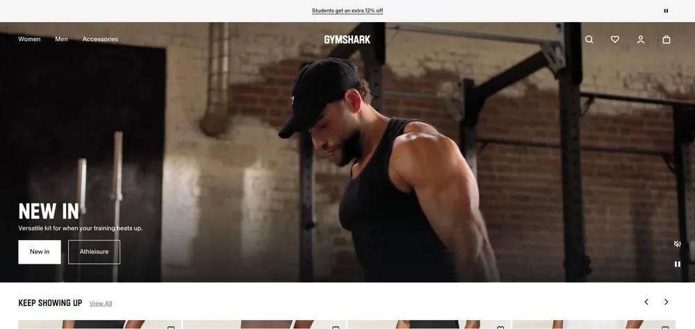 Gymshark landing page