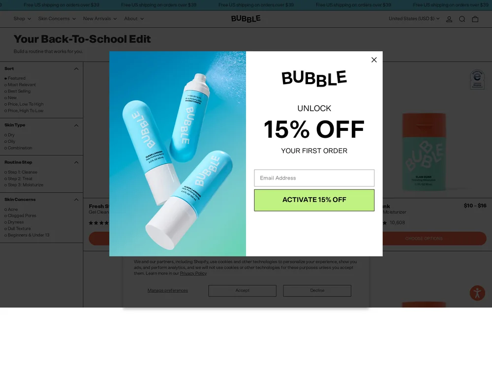 Bubble landing page
