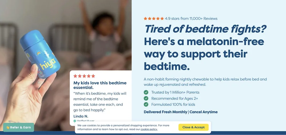 Creator UGC cuts, dedicated bedtime landing page