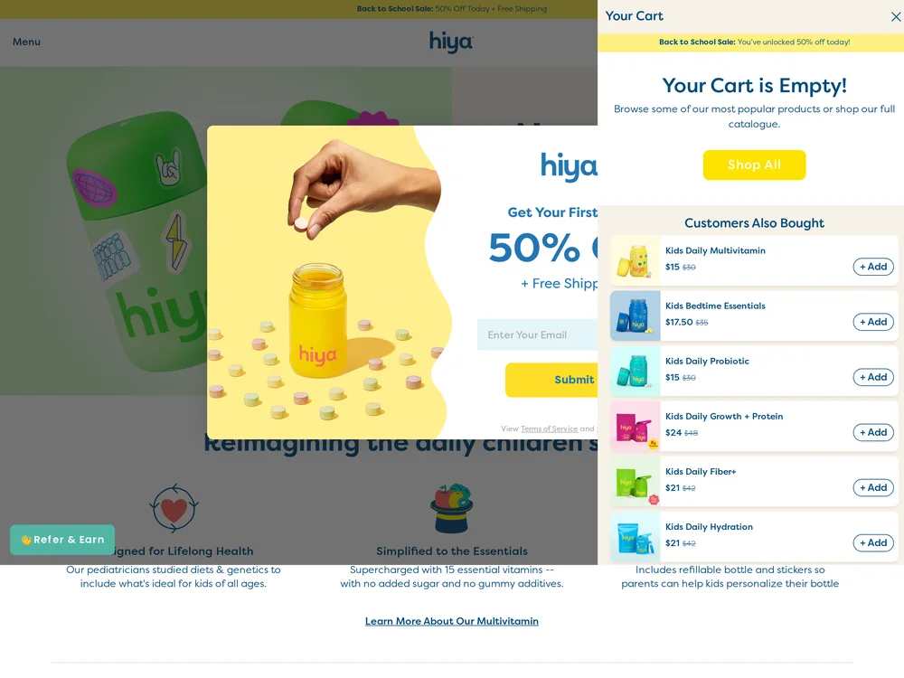 Hiya landing page