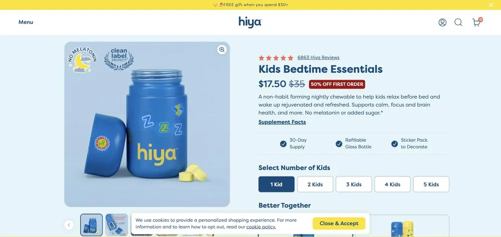 Hiya landing page