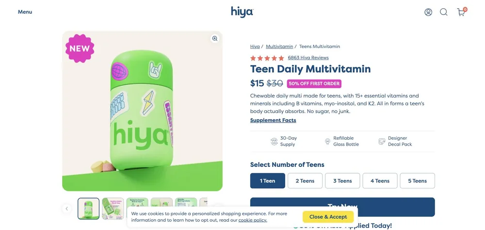 Teen line, sticker-covered bottle