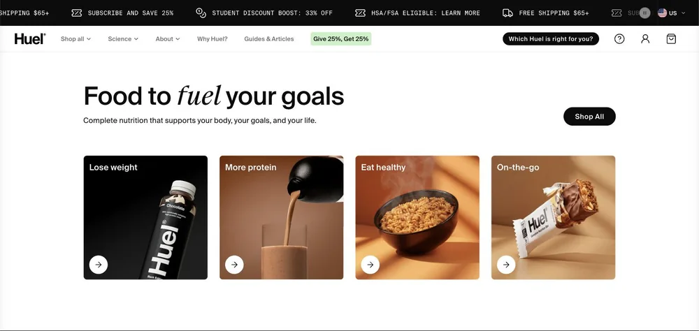 Huel landing page