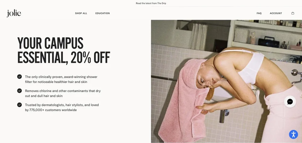 Jolie landing page