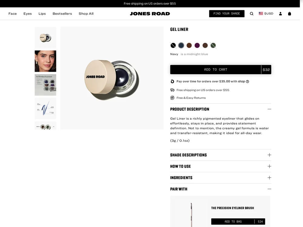 Jones Road landing page