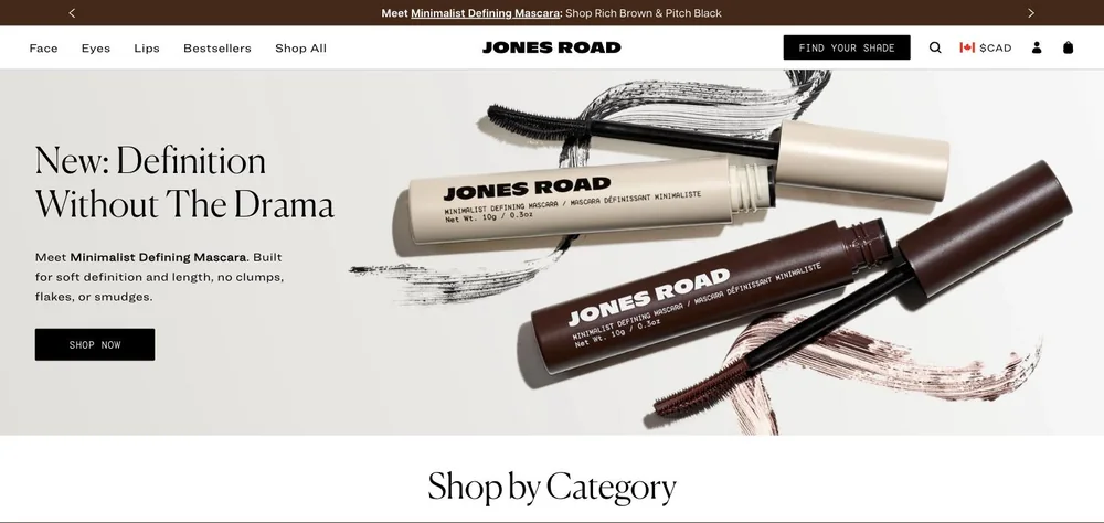 Jones Road Beauty landing page