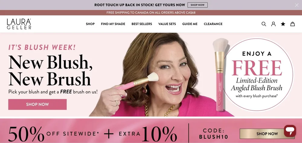 Laura Geller Beauty landing page