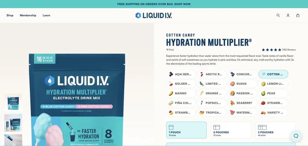 Liquid I.V. landing page