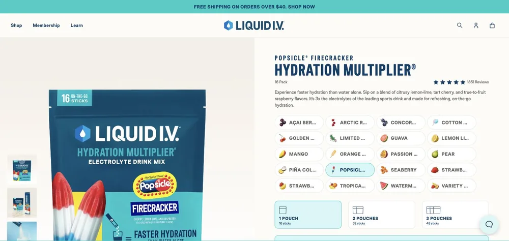 Liquid I.V. landing page