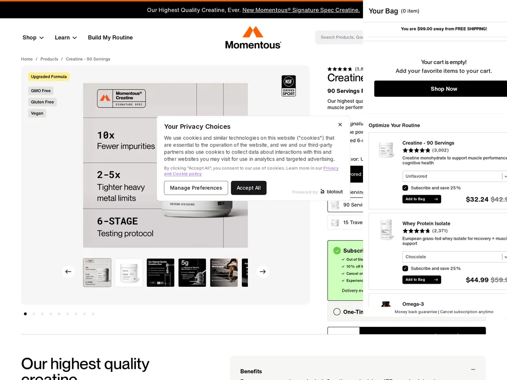 Momentous landing page