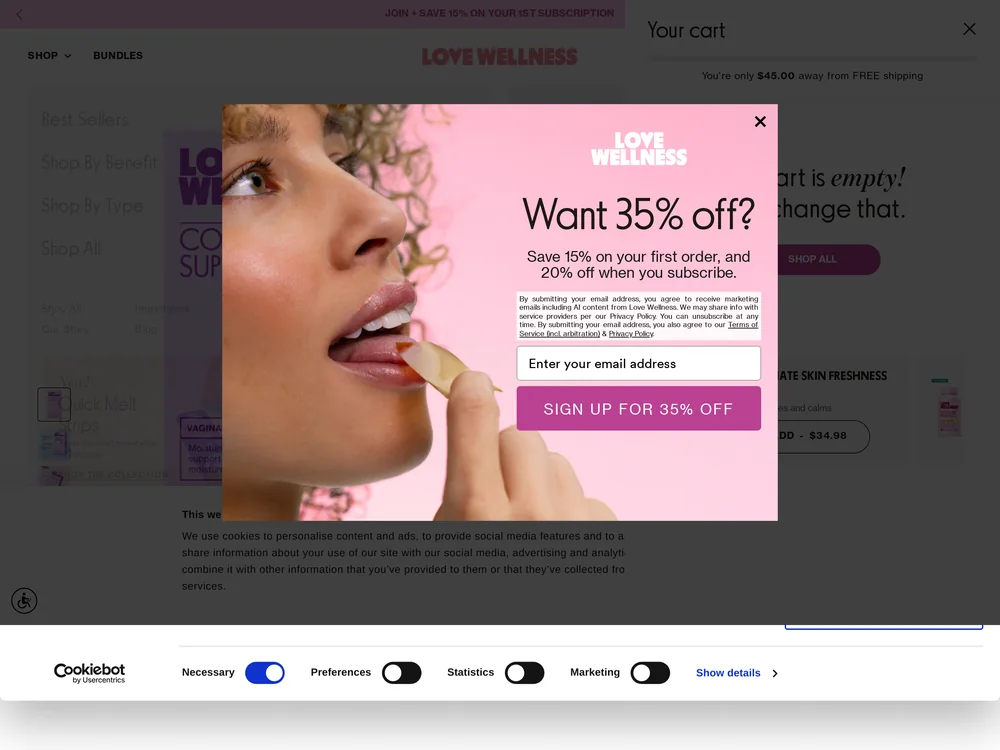 Love Wellness landing page