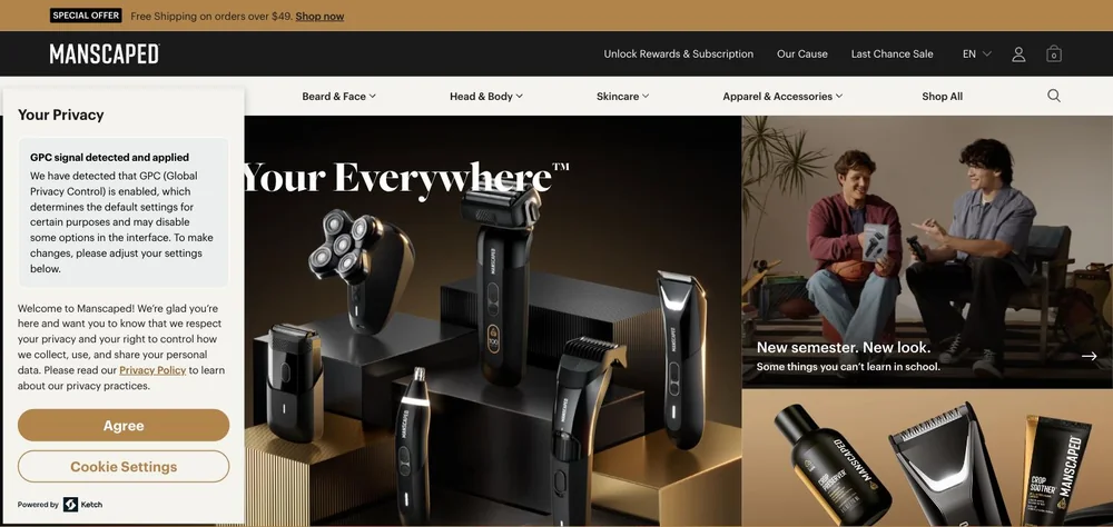 Manscaped landing page