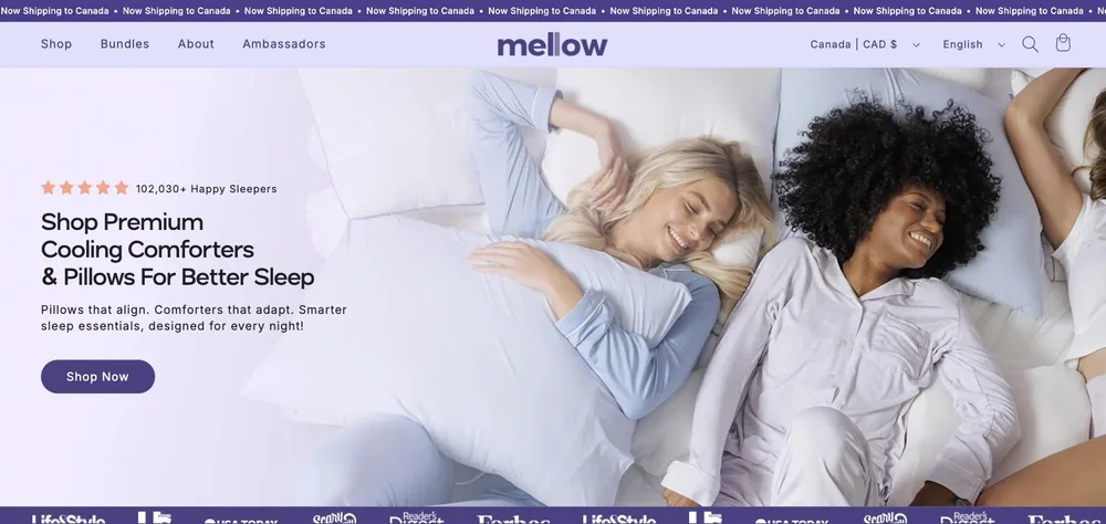 Mellow Sleep landing page
