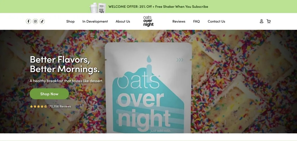 Oats Overnight landing page