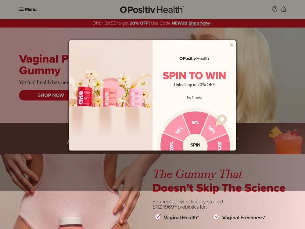 O Positiv landing page