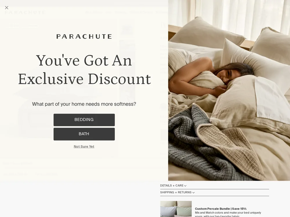 Parachute landing page