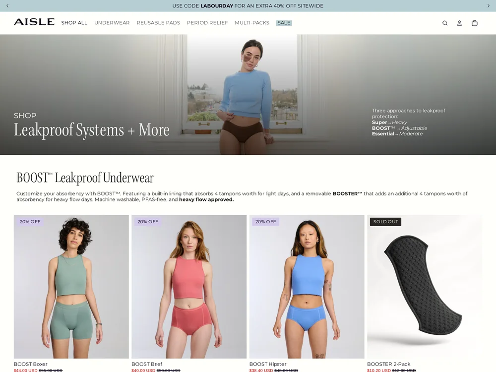 Aisle landing page