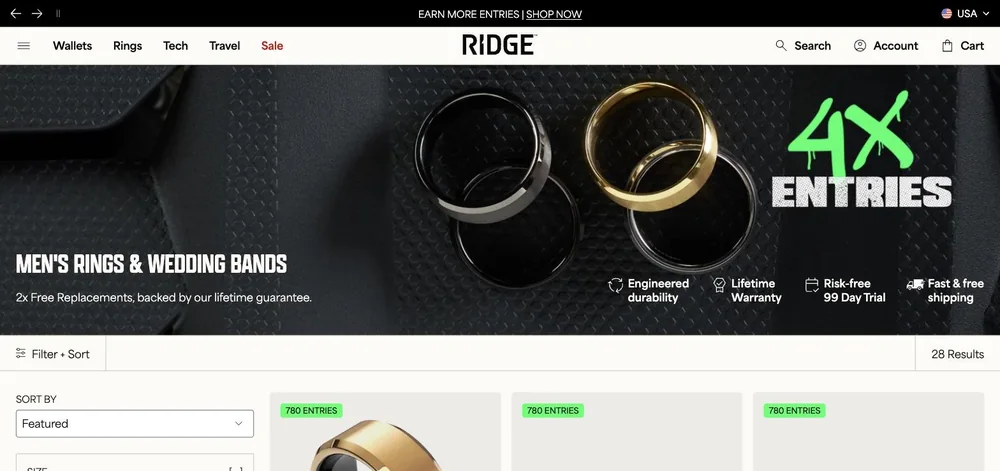 Ridge landing page