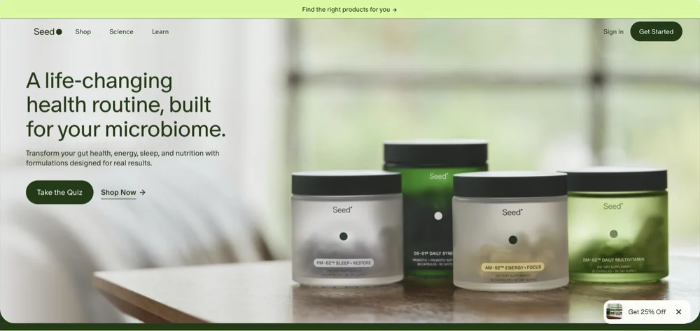 Seed landing page