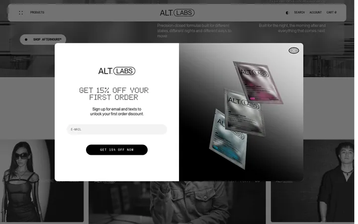 AltLabs welcome popup, desktop, September 2026