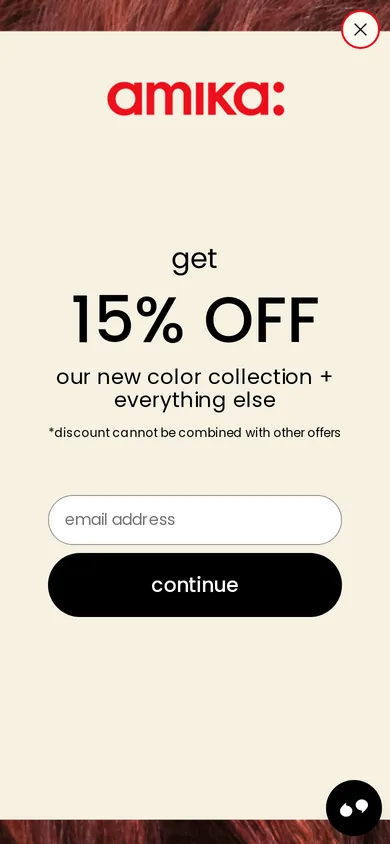 Amika welcome popup on mobile, second pane after the gate