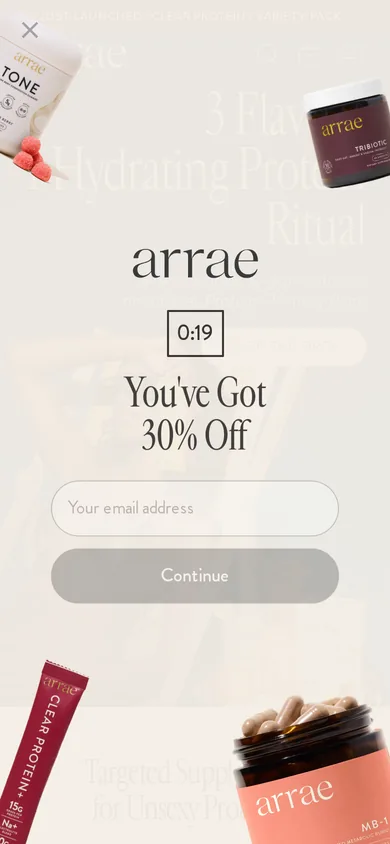 Arrae welcome popup on mobile, second pane after the gate