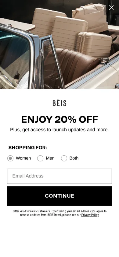 BÉIS welcome popup, mobile, September 2026
