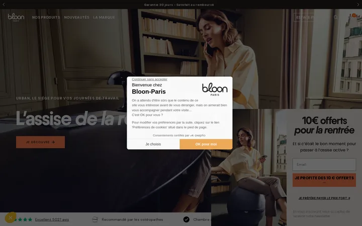 Bloon Paris welcome popup, desktop, September 2026