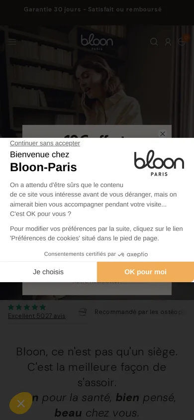 Bloon Paris welcome popup, mobile, September 2026