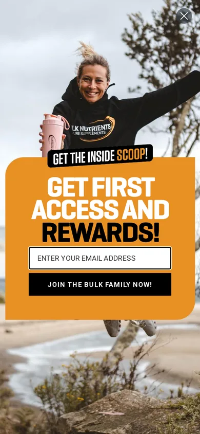 Bulk Nutrients welcome popup, mobile, September 2026