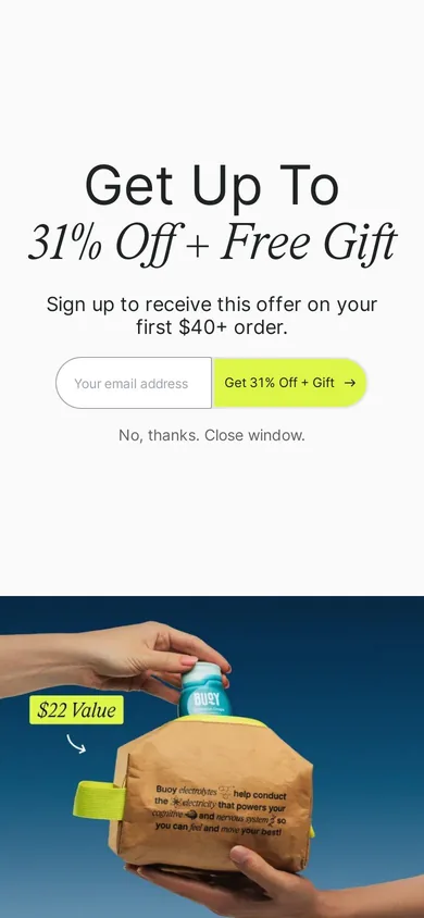 Buoy welcome popup on mobile, second pane after the gate