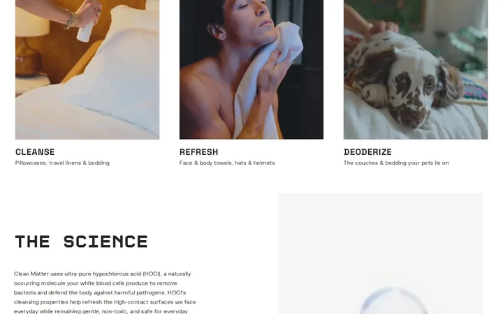 Clean Matter welcome popup on desktop: Perks only