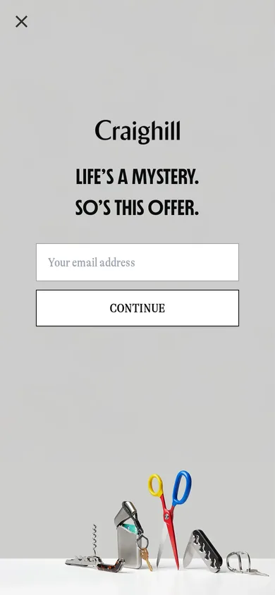 Craighill welcome popup on mobile, second pane after the gate