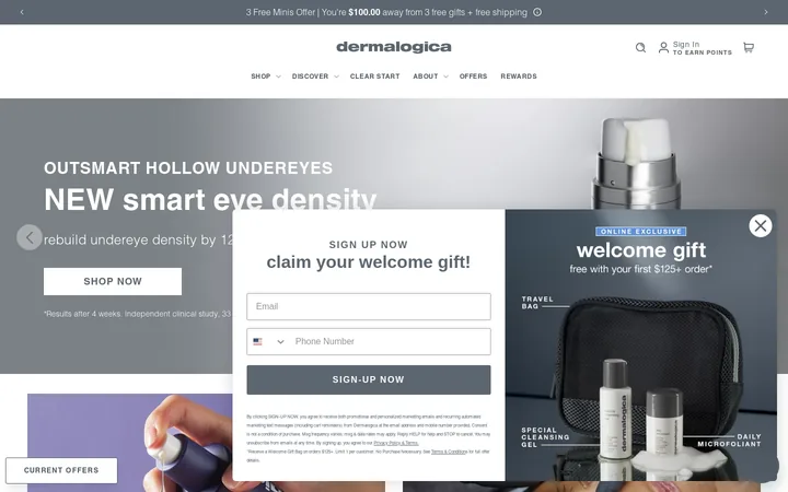 Dermalogica welcome popup, desktop, September 2026