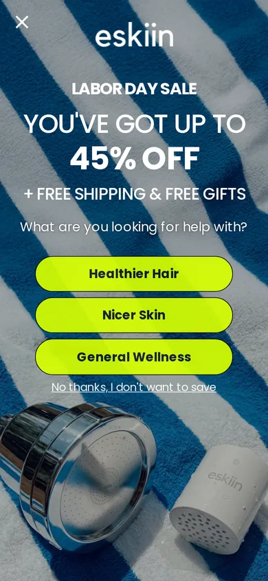Eskiin welcome popup, mobile, September 2026