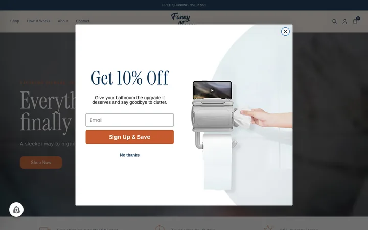 fanny nanny welcome popup, desktop, September 2026