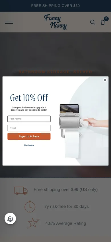 fanny nanny welcome popup, mobile, September 2026
