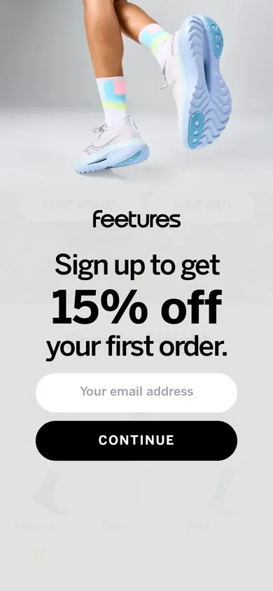 Feetures welcome popup, mobile, September 2026