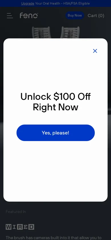 Feno welcome popup, mobile, September 2026