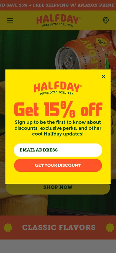 Halfday welcome popup, mobile, September 2026