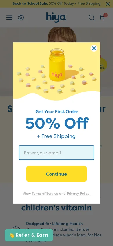Hiya welcome popup, mobile, September 2026