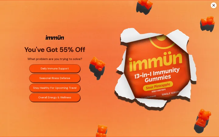 Immun Daily welcome popup, desktop, September 2026