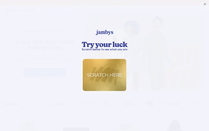 Jambys welcome popup, desktop, September 2026