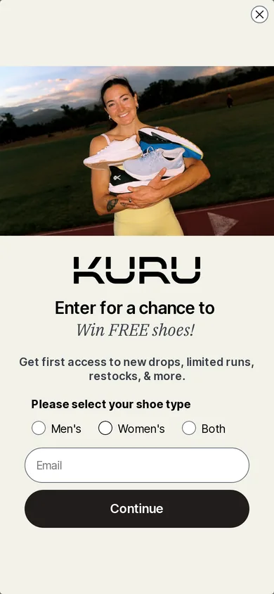 Kuru welcome popup on mobile, second pane after the gate