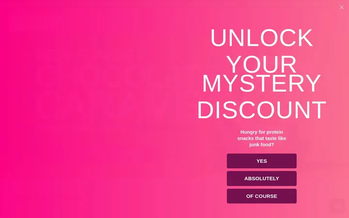 Legendary Foods welcome popup on desktop: Mystery discount
